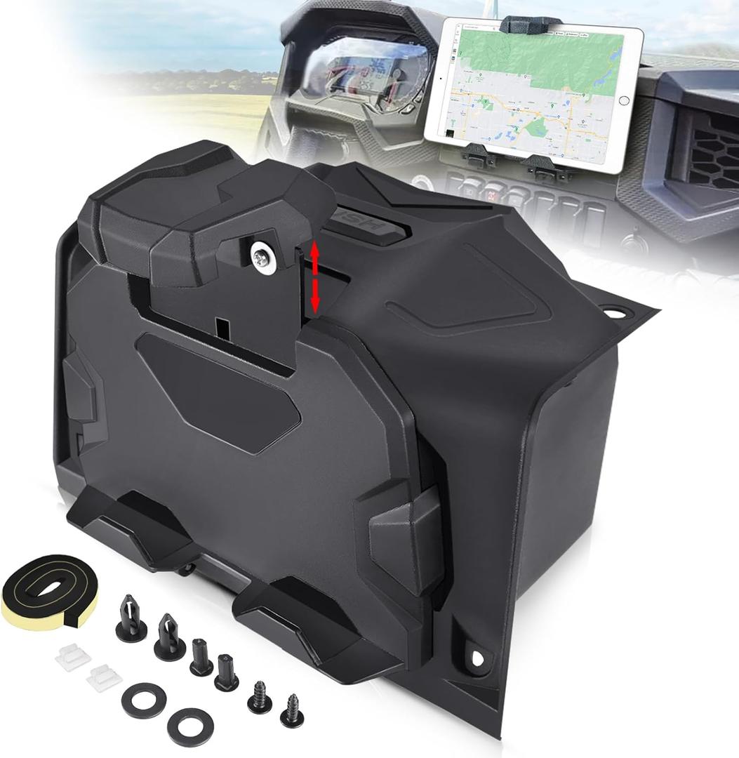 MDPROMCP RZR Tablet Phone Mount Storage Box Compatible with 2019-2023 Polaris RZR XP 1000 RZR XP Turbo, Electric Device GPS Mount Tablet Holder Navigation Holder Accessories