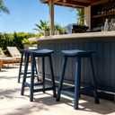 AMILY 24'' HDPE Bar Stool Set of 2, Weather Resistant Outdoor Bar Stools, Heavy Duty All-Weather Patio Stools for Poolside, Backyard, Balcony, Easy Assembly (Blue), Standard