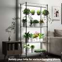 Plant Shelf with Grow Light, 4-Tier Metal Grow Light Shelf with Hanging Rod and Adjustable Rack,3-Pack 6000K T12 LED Full Spectrum Grow Lights for Seed Starting, Succulents, Built-in Timer, 72.5