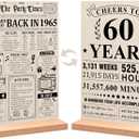 Trgowaul 60th Birthday Decorations Women Men, Vintage Back in 1965 Birthday Poster Acrylic Table Sign with Stand, 60th Anniversary Decor Gifts for Men, Vintage 1965 Poster 60 Birthday Decorations