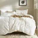 JELLYMONI White Duvet Cover Twin XL Size, 3pcs Washed Microfiber Bedding Set, Soft Breathable Seersucker Duvet Cover Set with Zipper Closure and Corner Ties for All Seasons