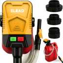 Battery-Powered Fuel Transfer Pump - 3.2 GPM No Spill Portable Gas Can siphon Pump with 3 Adapters, Extra Long Hose, Yellow Fuel Pump for Oil, Diesel, Gasoline (Batteries Not Included)