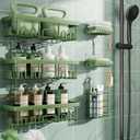 Veken Rustproof & Waterproof Shower Caddy 6-Pack, No Drilling Adhesive Shelves Rack with Soap Holder, Large Capacity Bathroom Organizers and Storage, Wall-Mounted Kitchen & Home Decor, Green