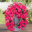 HyeFlora Bougainvillea Artificial Hanging Flowers Plants for Outdoors Decoration, 2pcs Fake Flowers Silk Bougainvillea Vines Realistic UV Resistant Faux Flowers for Planters Porch Patio Urn, Hot Pink