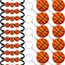 Funtery 24 Pcs Sports Ball Charm Bracelets and Keychains Set Team Gifts Player Party Accessories(Basketball Style)