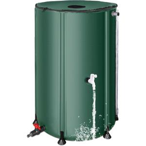 Collapsible Rain Barrel Water Collection System - 100 Gallon Portable Water Storage Tank,Foldable Rainwater Collect System Downspout, Water Catcher Container with Filter, SpigotsOverflow Kit,Green