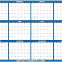 32" x 48" SwiftGlimpse 2025 Wall Calendar Erasable Large XL Wet & Dry Erase Laminated 12 Month Annual Yearly Wall Planner, Reversible, Navy