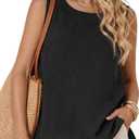 LYANER Women's Round Neck Sleeveless Side Split High Low Hem Weekend Casual Tank Tops (Black, M)