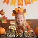 Hodao Harvest Festival Scarecrow Train Decoration  Thanksgiving Table Centerpiece Gift with Pumpkins, Turkey & Give Thanks Sign, Autumn Farmhouse Decor for Fall Party, Dining Table & Home