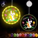 Geelin Happy Easter Window Decorations, Easter Egg Bunny Spring Window Light Battery Operated Rabbit Shaped LED Hanging Light Indoor and Outdoor for Patio Bedroom Party Wall Decoration (Multicolor)