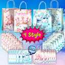 24 Pcs Princess Prince Party Favor Bags with Handles - Prince Princess Castle Goodie Gift Candy Treat Paper Bags for Birthday Gender Reveal Baby Shower Party