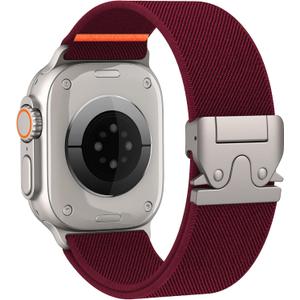 Elastic Sport Band for Apple Watch Ultra 3/2/1 Bands 49mm 46mm 45mm 44mm 42mm 41mm 40mm 38mm Men Women, Adjustable Parachute Buckle Nylon Fabric Wristband for iWatch Series 11 10 SE 9 8 7 6 5 4 3