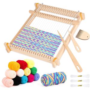 Lemonfilter Weaving Loom for Kids, 9" x 11" DIY Hand-Knitting Wooden Tapestry Weaving Loom Kit, Large Weave Frame for Adult and Beginners Handcraft Gift for Birthday Christmas