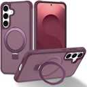 CHAOFEnG Magnetic Compatible with Samsung Galaxy S25+ & S24+ Case with Stand [Military Grade Drop][Compatible with Magnet] Ring Holder Translucent Slim Hard Back Soft Edge, Red