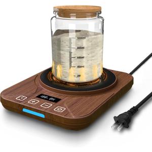 Sourdough Starter Warmer Mat - 24H Timer - Precise 1F Thermostat Control (70-100F) - Smart Memory Warming On/Off - Fits Jars Up to 40oz - Perfect for Home Baking (Burnt Umber)