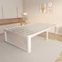 VYM 16 inch Twin Platform Bed, Heavy Duty Steel, No Box Spring, White