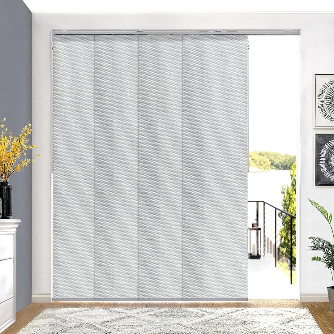 Lazblinds Adjustable Blackout Vertical Blinds for Sliding Doors, Extendable Track (45 3/4'' - 82 5/8'' W), Trimmable Panels Up to 96 H for Room Divider & Patio Door, Grey Light Filtering