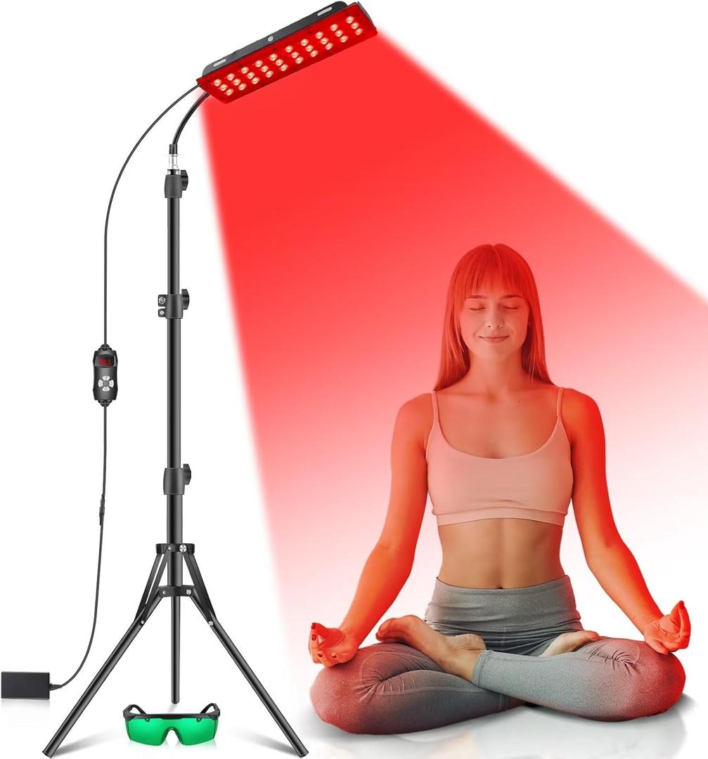 Red Light Therapy for Body &Face, Red Infrared Light Therapy Lamp with Stand 660nm Red Light-Therapy& 850nm Infrared Light Device at Home for Skin Health, Full Body Pain Relief