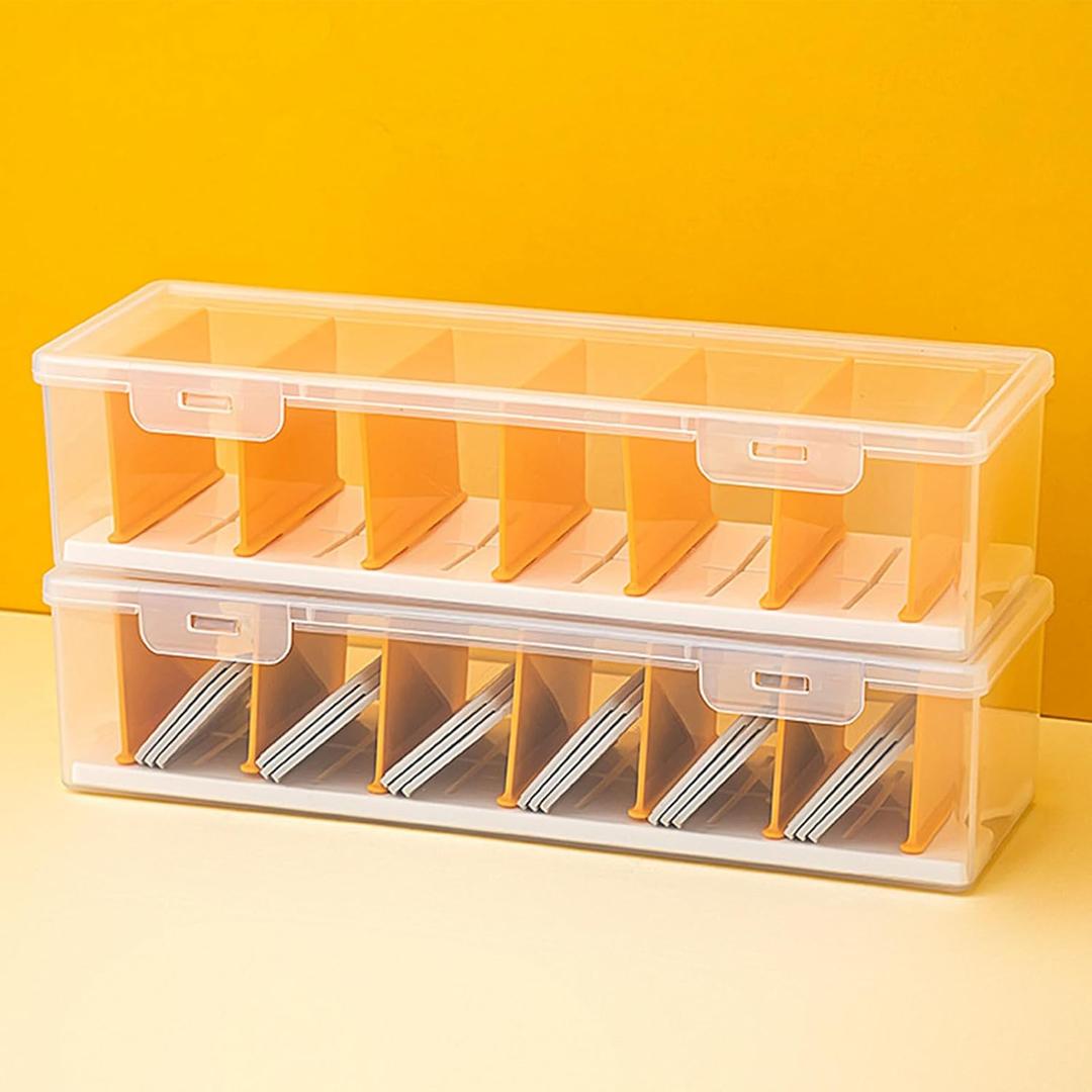 EGEKTBH 2 Pack Card Game Organizer with 7 Removable Dividers, Plastic Card Case for Trading Card Holds 700+Card, Clear Storage Case for Cable/ Shot Glass/ Photo