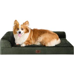 EHEYCIGA Memory Foam Dog Bed Large Sized Dogs, Pet Bed for Large Dog for Crate with Waterproof Liner, Pet Couch Bed Orthopedic with Washable Removable Cover, 35x23x6 Inches, Dark Green (35.0"L x 23.0"W x 6"Th)