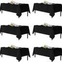 sancua Black Tablecloths for 6 Foot Rectangle Tables, 6 Pack - 60x102 Inch - Washable Fabric Cloth Table Cloth for Wedding Party, Birthday, Banquet Reception, Reusable Polyester Table Covers