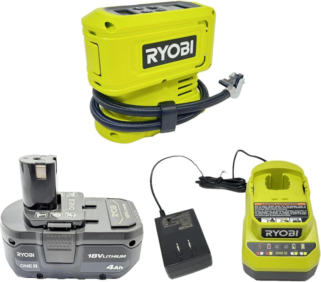 RYOBI PCL001B 18V Cordless High Pressure Inflator Kit with 4Ah Battery and Charger