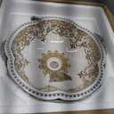 Moroccan Style White Gold Flower Shape Bathroom Vessel Sinks Art Ceramic Above Counter Sink Bowl for Vanity Top,Size Dia.16.4"