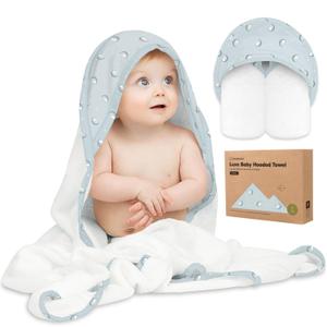 KeaBabies Hooded Baby Towel for Newborn - Viscose Derived from Bamboo Large Baby Bath Towels with Hood for Boys, Girls, Toddler, Extra Absorbent & Soft Newborn Bath Essentials (Lunaris) (Regular 35x35)