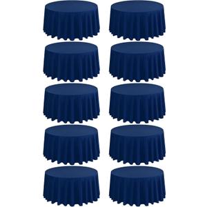 10 Pack Round Tablecloths - 120 Inch, Navy Blue Polyester Table Cover for Round Table, Stain and Wrinkle Resistant Washable Fabric Tablecloth, Polyester Tablecloth for Wedding Banquet Parties