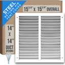 Fits 14x14 Duct Opening | Steel Return Air Grille by Handua | Vent Cover Grill for Sidewall and Ceiling | White | HVAC Cold Air Intake Grille | Outer Dimensions: 15.75"W X 15.75"