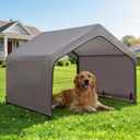 Dog Shade Shelter Outdoor Tent for Large Medium Dogs, Outside Doghouse Sun Rain Canopy Dog House with Waterproof Roof Ground Nails for Cats Pigs Livestock 4'x4'x3.3'