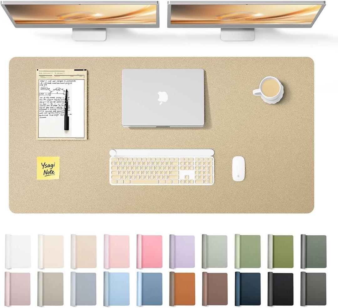 YSAGi Leather Desk Pad Protector, Office Desk Mat, Large Mouse Pad, Non-Slip PU Leather Desk Blotter, Laptop Desk Pad, Waterproof Desk Writing Pad for Office and Home (Gold,47.2" x 23.6")