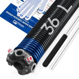 YoToolGDS Left Hand Wind（Black Cone）2" Garage Door Torsion Spring with Non-Slip Winding Bars & Gloves, High Precision Electrophoresis Black Coated, for Replacement, MIN 16,000 Cycles (0.262x2''x36'')