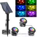 T-SUN Solar Fountain Lights Submersible Solar LED Underwater Pond Lights Color Changing Landscape Spotlights IP68 Waterproof for Garden Fish Trank Aquarium Pool Waterproof (3 Lights in 1)