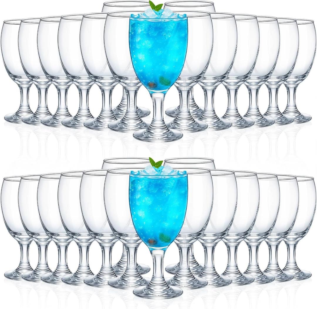 Patelai Set of 30 Water Goblet, 16 oz Clear Drinking Glasses Bulk Dishwasher Safe, Stemmed Water Glass for Juice Wine Beer Tea Sangria Cold Beverages, Reusable Glassware for Home Party Restaurant