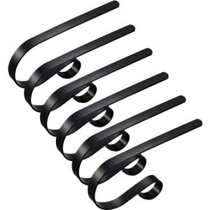 Edoneery Christmas Stocking Holders for Fireplace Mantle with Separate Double-Sided Tapes, Non-Slip Stocking Hangers for Mantel Shelves Multipurpose Xmas Party Decoration Hooks Set of 6 Black
