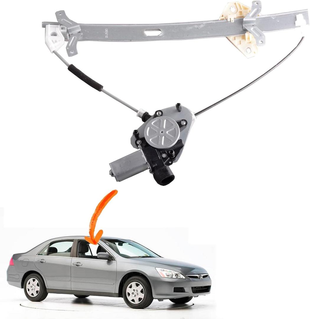 Front Right Passenger Side Power Window Regulator with Motor Assembly Compatible for Honda Accord 2003-2007 Replacement 741-307, 72210SDAA02