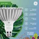 GE Grow LED Light Bulb, PAR38 Flood Light, Indoor LED Grow Lights for Plants, Seeds and Greens, Balanced Light Spectrum, 25,000 Hours Lifespan, 50 PPF, 1 Pack 