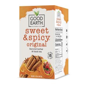 Good Earth Herbal & Black Tea, Sweet & Spicy, 18 Tea Bags BBD: 01-2028