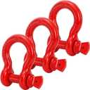 Bekith 3 Pack D Ring Shackles - 3/4" Rugged Unbreakable Heavy Duty Tow Shackle for Strap, Winch, Vehicle Recovery - 28.5 Ton (57,000 Lbs) Maximum Break Strength, Red