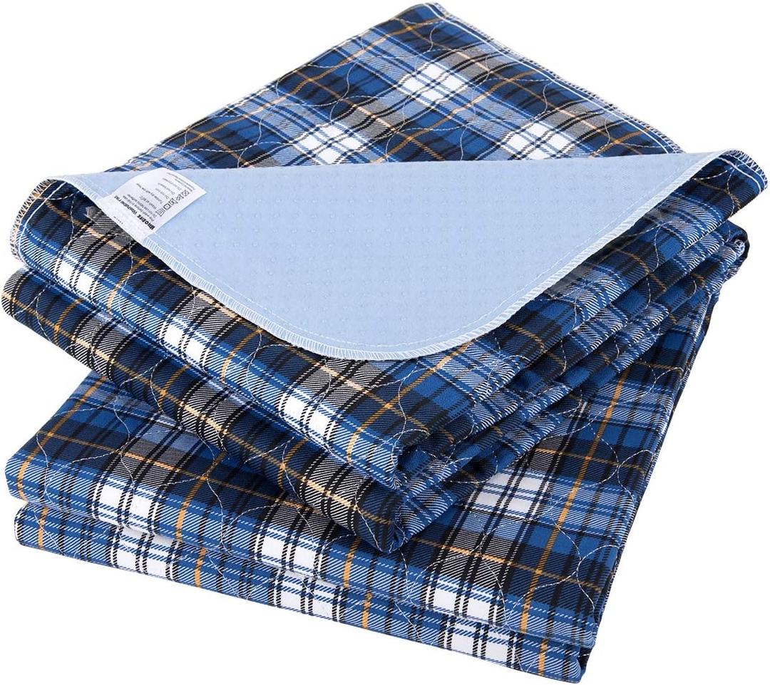 Non-Slip Bed Pads for Incontinence Washable (36" x 34"|2 Pack),Waterproof Bed Pads,Adult Washable Incontinence Bed Pads for Adults,Dog,Kids (Blue)