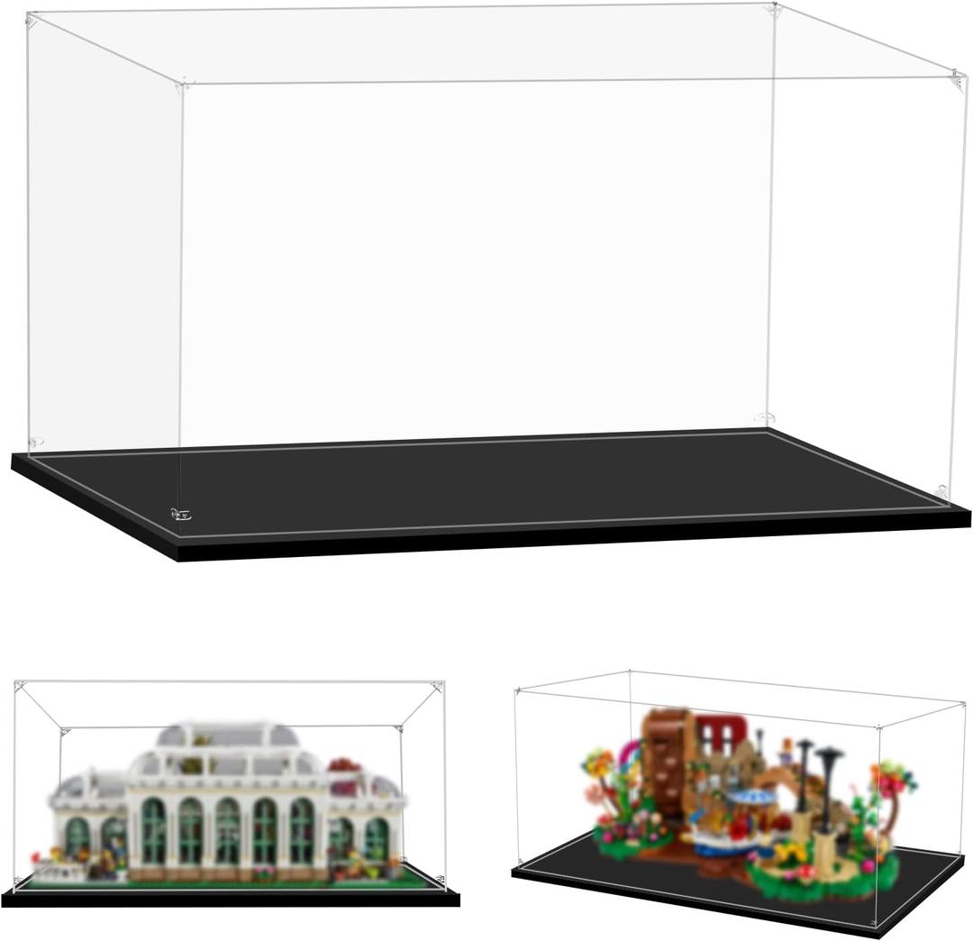Display Case for Lego 21360 Willy Wonka & The Chocolate Factory or 21353 Botanical Garden, 21.65x11.81x9.84inches (55x30x25cm), Protect Your Collectibles from Dust with a Clear Showcase