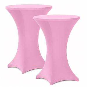 Lemict Cocktail Table Covers - 2 Pack 32x43 Inch Table Cloth - Pink Fitted Stretch Spandex Round High Top Tablecloth for Party, Bar, Birthday, Pub, Banquet