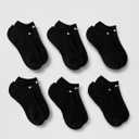 Nike Unisex Adult Everyday Cushioned Training No-Show Socks (6-Pack) | Mens and Womens (Black)
