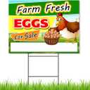 Fresh Eggs for Sale Sign, 18x24 DS Coroplast, Large Outdoor Farm Fresh Eggs Sign with Blank Space for Personal Info
