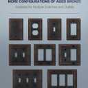 Metal Wall Plates, Switch Plates and Outlet Covers, Decorative Pearl Design (2 Toggle 2PK, Aged Bronze, Midsize)