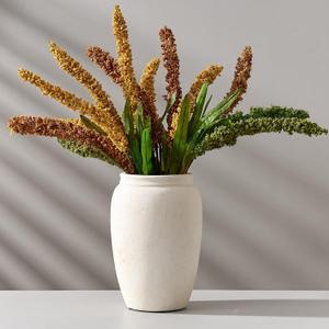 PORCER Ceramic Vase, 8.2 Inches Vintage Pottery White Vases, Rustic Home Decor, Farmhouse Terra Cotta Vase for Living Room, Entryway, Floor, Holiday Wedding Christmas New Year GiftsBeige