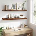 Floating Shelves, 48 Inch Wall Mounted Shelves, Set of 2, Brown
Pine Wood Construction, 6.8 Inch Deep, 2 Inch Thick, Hollow Design, Invisible Brackets, Farmhouse Decor