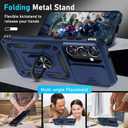 Janmitta Compatible with Samsung Galaxy S26 Case Built in Slide Camera Lens Cover+Screen Protector+Finger Ring Holder Kickstand,Heavy Duty Shockproof Full Body Phone Cover,2026 Blue