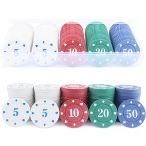 100PCS Professional Game Plastic Poker Chips Set with Number Markings - Portable Casino-Themed Accessories for Family Game Night, Card Games, Mahjong & Strategy Entertainment